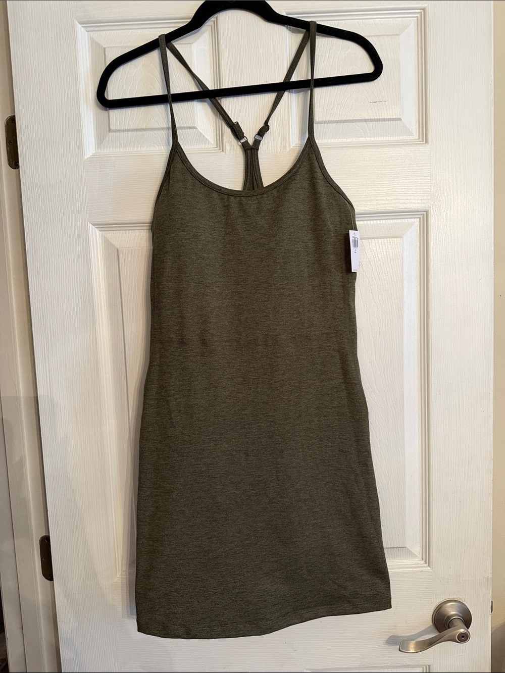 Women's Olive Green Strappy Athletic Tank Dress MT